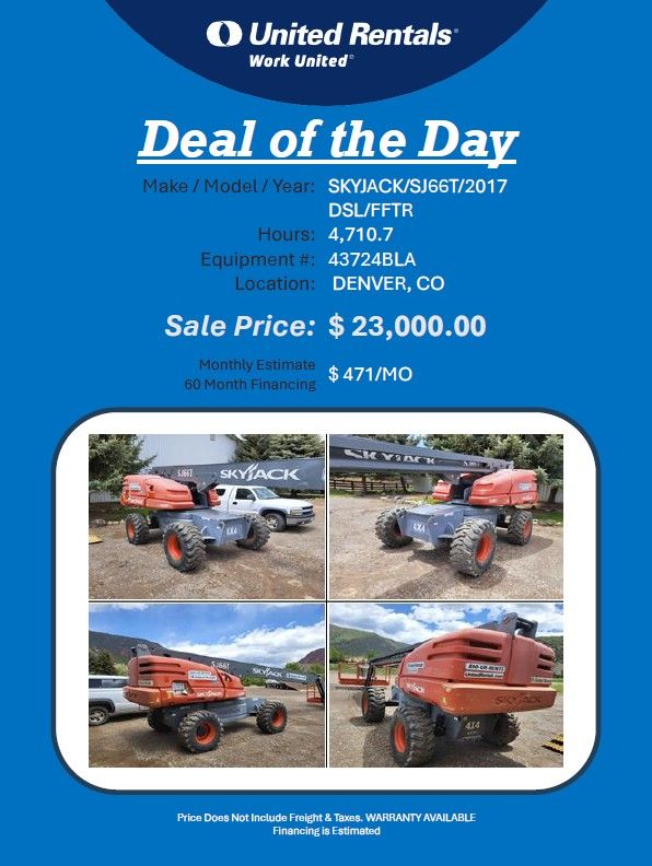 Boom Skyjack SJ66T 2017 4700 hrs 4x4 Diesel Colorado Springs CO