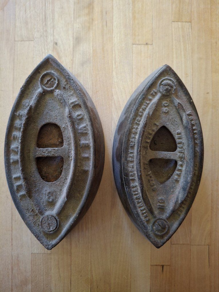 Set of two Antique Enterprise Sad Irons - Primitive Cast Iron Clothes Iron