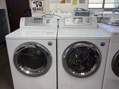 LG White Front Load Washer and Electric Dryer Set - TROMM Series - Used, Good Condition