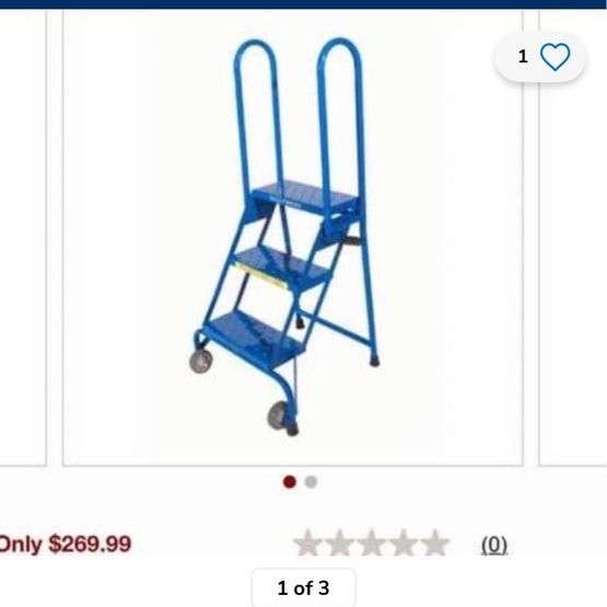 BALLYMORE Blue 3-Step Rolling Ladder with Handrails - Industrial, Warehouse, Library