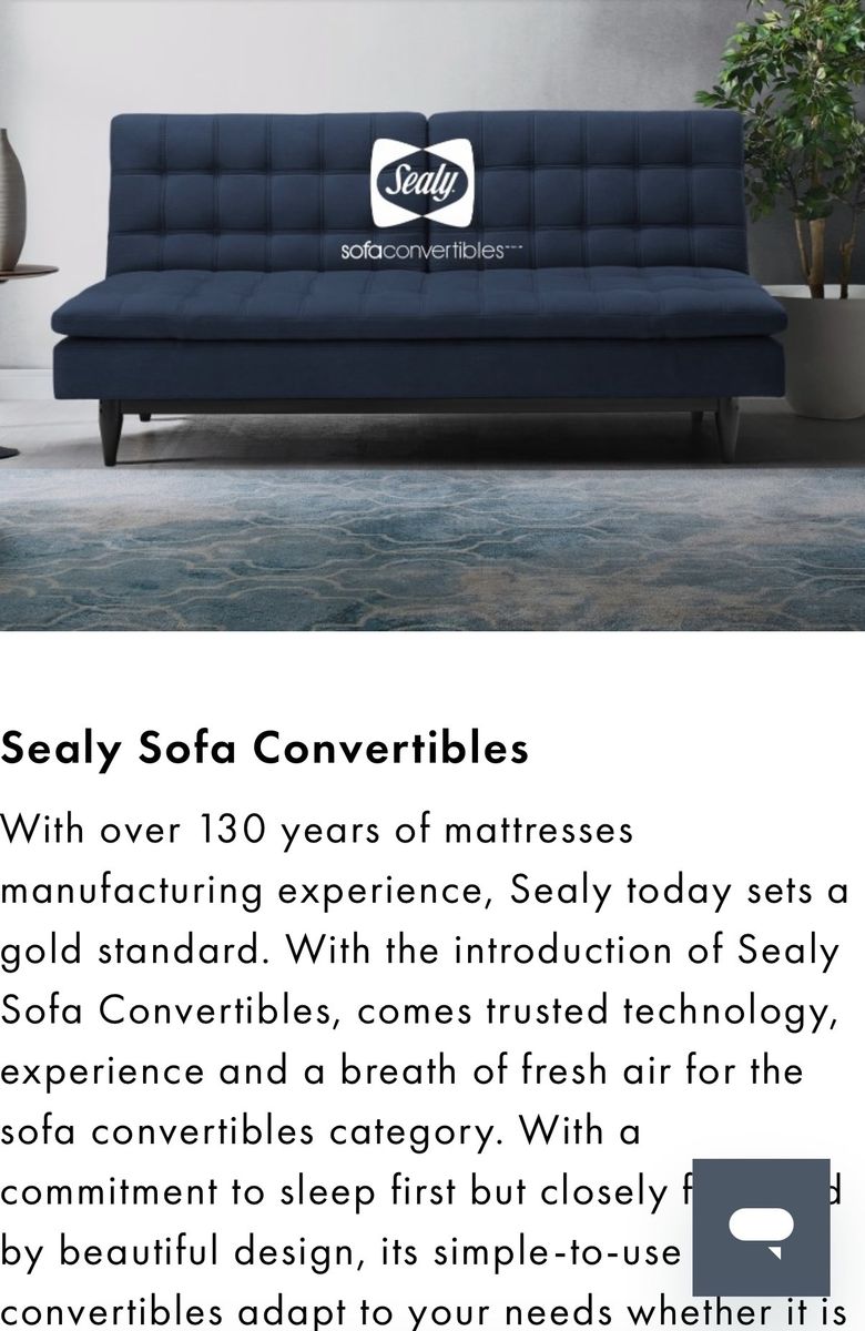 Sealy Sofa Convertibles Futon - Blue Convertible Sofa Bed with Tufted Design