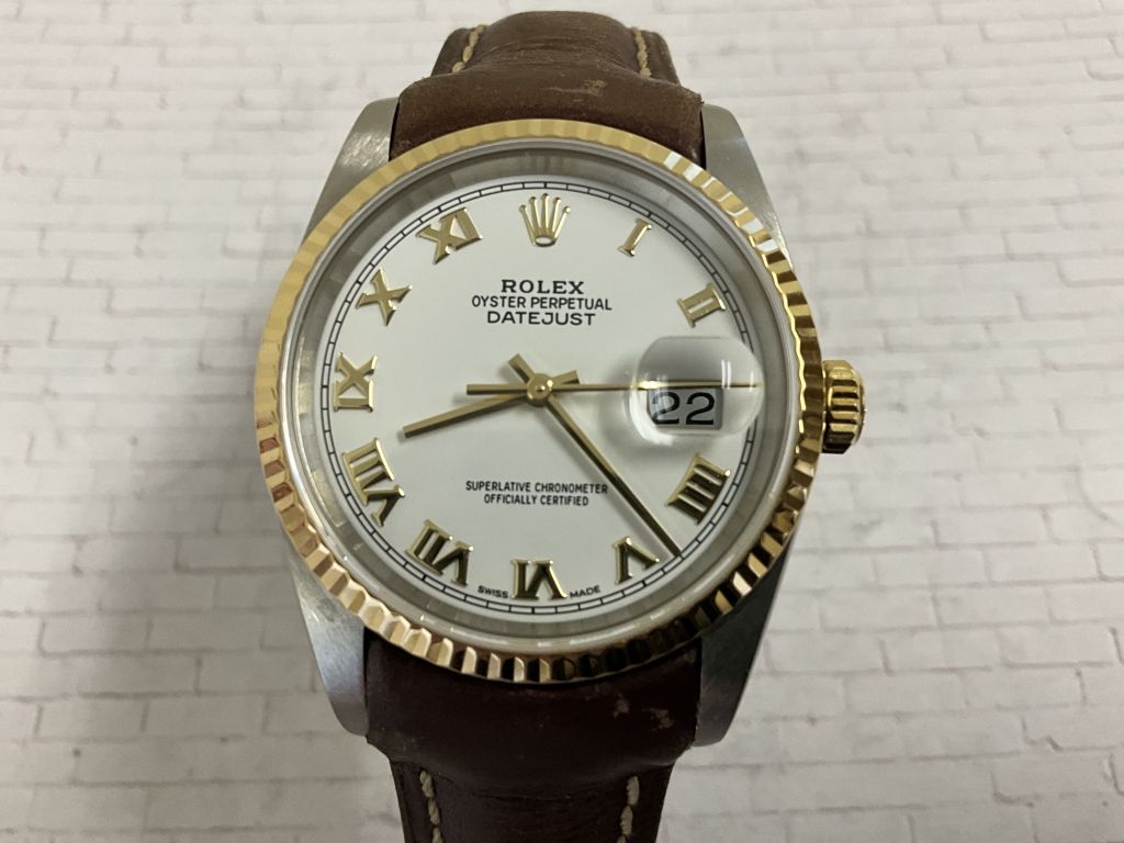 Authenticated Rolex Datejust W/ Leather Strap