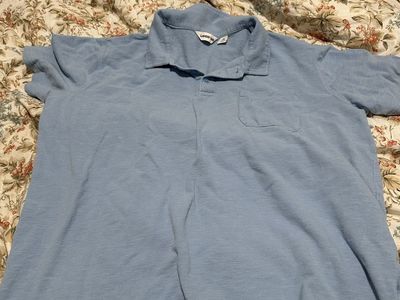 Lands' End Men's XL Light Blue Short Sleeve Polo Shirt with Pocket, Casual Top