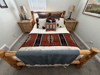 Rustic Log Cabin Wood California King Bed Frame & Headboard - No Mattress, Great Condition