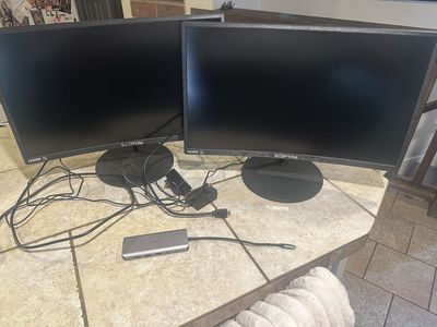 Sceptre 24-inch HDMI LED Monitor (x2) with ABWANYZ USB-C Hub