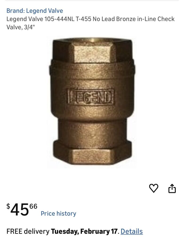 NEW! Bronze in-Line Check Valve, 3/4