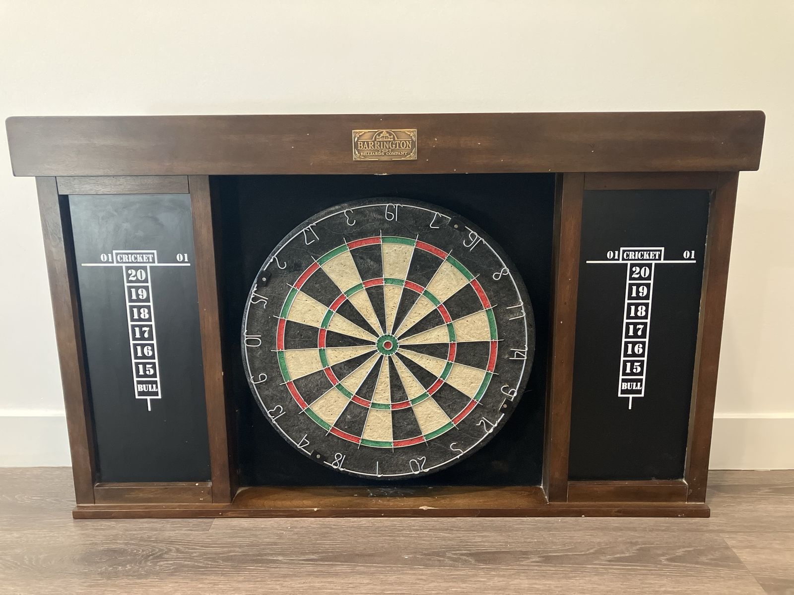Barrington Billiards Company Dartboard Cabinet Set with Chalkboards - Used