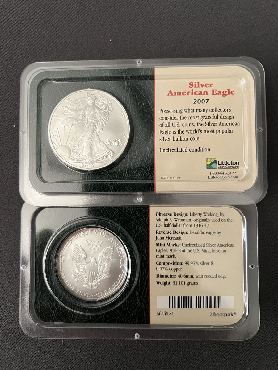 2007 Silver American Eagle 1oz .999 Fine Silver Coin - Uncirculated Littleton Coin Company