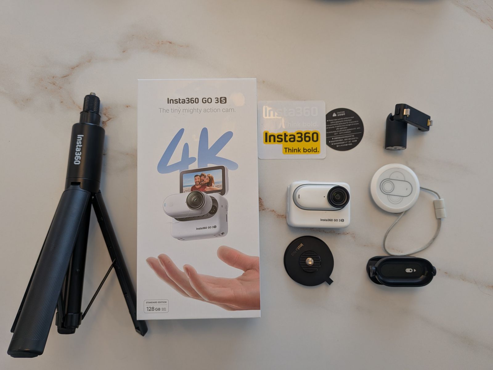 Insta360 GO 3S (128GB) 4K Action Cam + Official Tripod Bundle