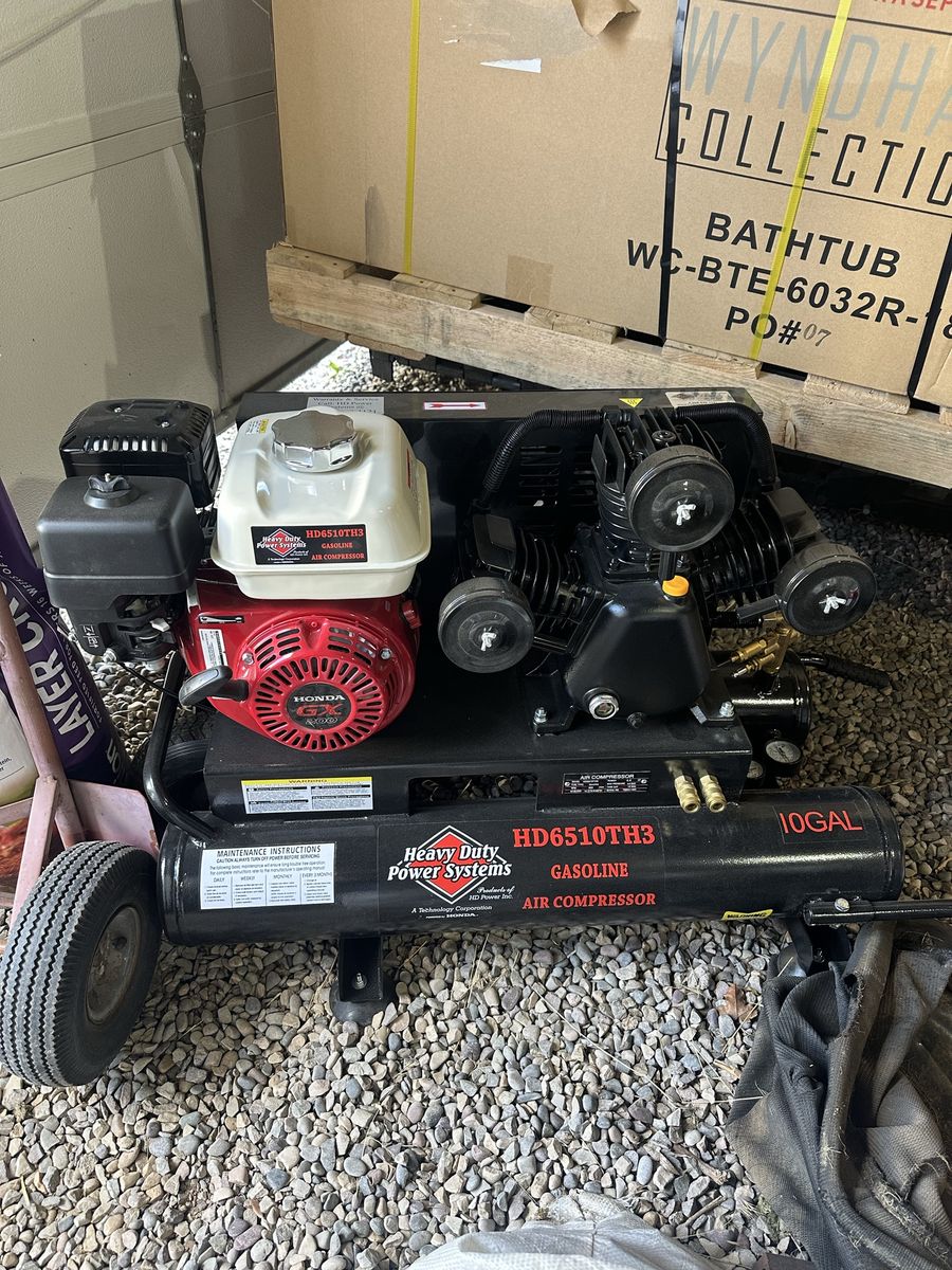 Heavy Duty Power Systems HD6510TH3 10-Gallon Gasoline Air Compressor, Honda GX200 Engine