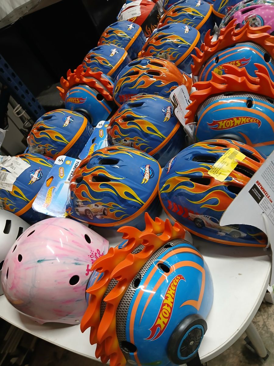 Hot Wheels Kids Bicycle Helmet - Blue/Orange Flames - Ages 5+ (Multiple Available)