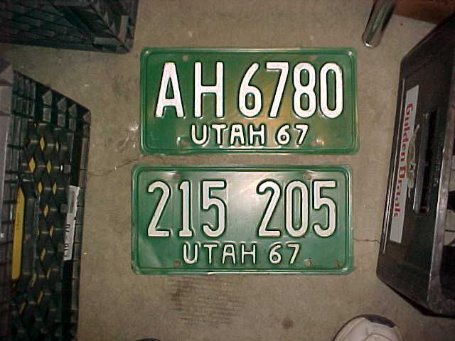 1967 Utah single license plates...price is for one plate