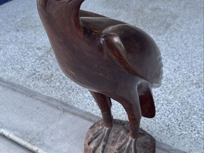 25” Hand Carved Wooden Eagle Bird Statue Sculpture