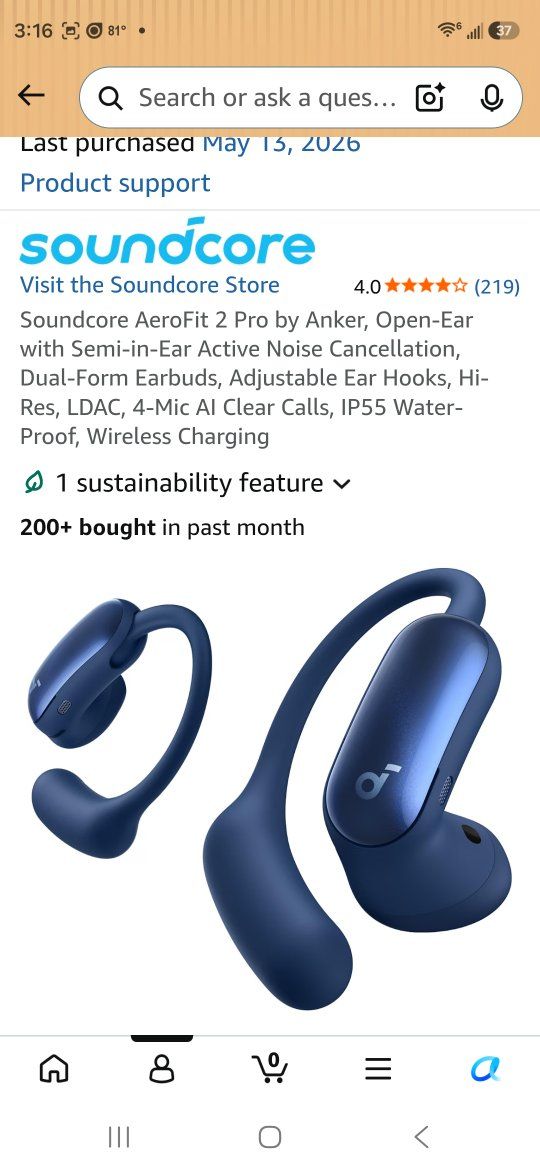 Soundcore AeroFit 2 Pro Open-Ear True Wireless Earbuds by Anker - Blue
