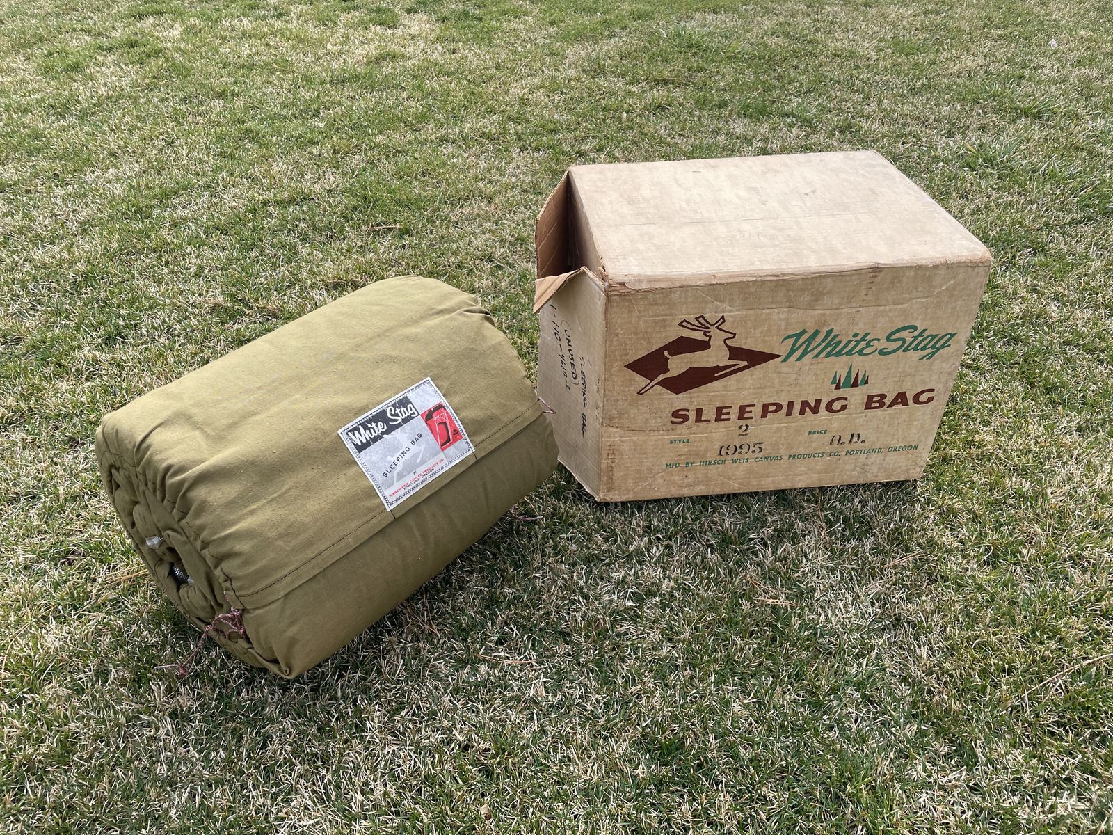 Vintage New and Unused White Stag Sleeping Bag in original box