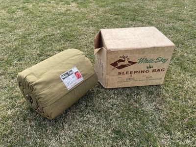 Vintage New and Unused White Stag Sleeping Bag in original box