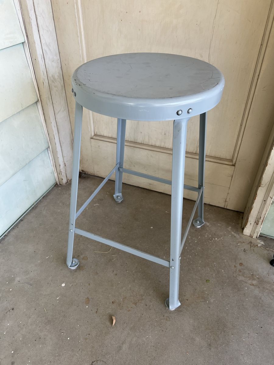 Shop Stool/ Industrial Gray Metal Bar Stool
