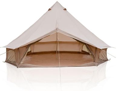 4 Season Canvas Bell Tent 9.8 FT-16.4 FT Waterproof All Weather Glamping Yurt Tent, Luxury Hot Tent Stove Jack, Breathable Spaci