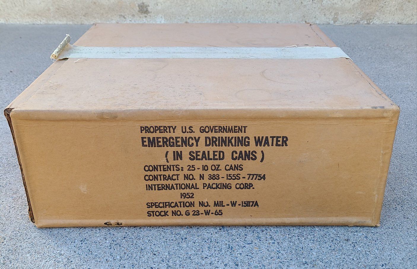 1952 Emergency Drinking Water Unopened Box
