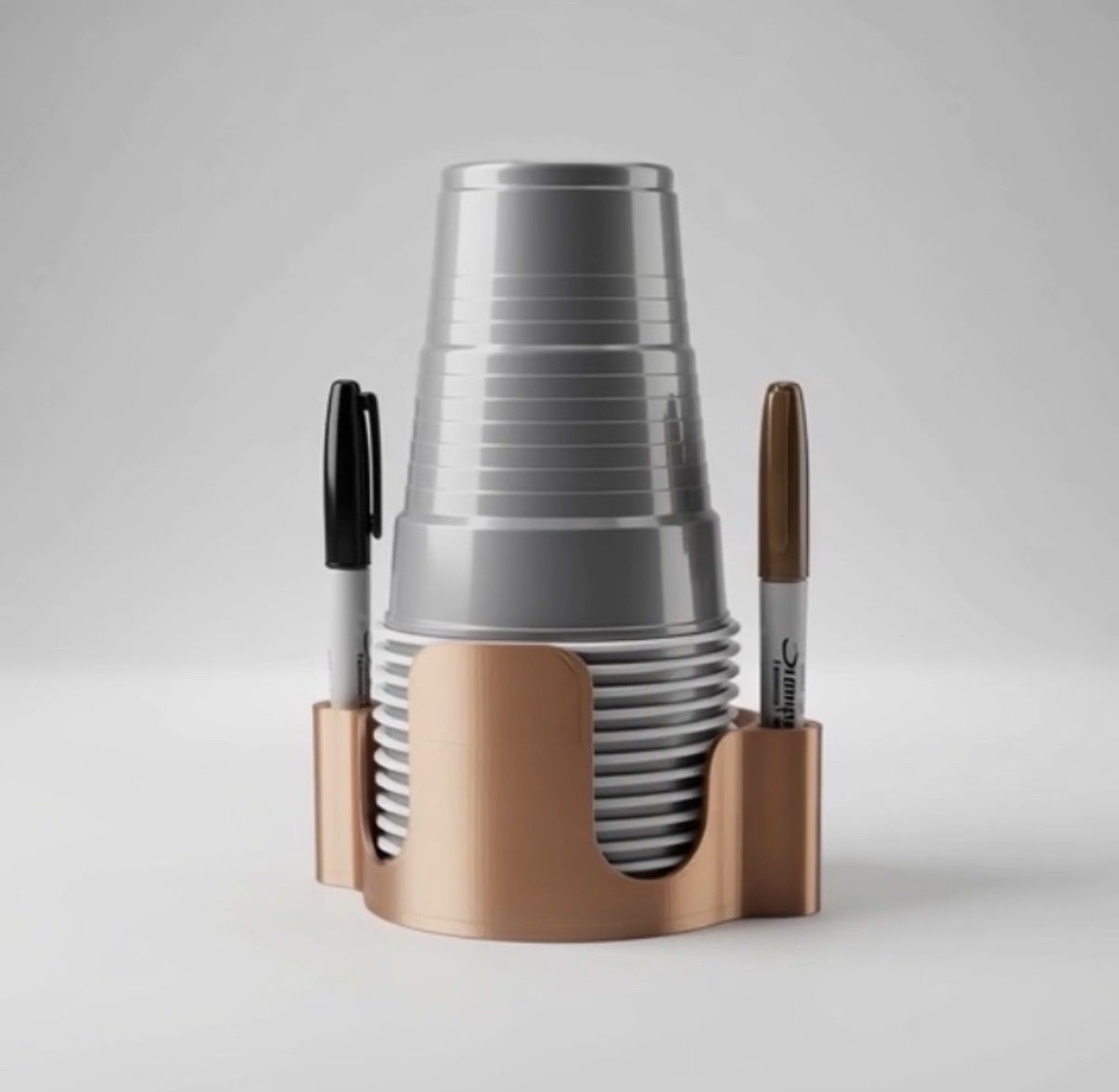 18oz Party Cup & Marker Holder Dispenser - Gold, White or Blue 3D Printed Organizer for Solo Cups, BBQ, Party