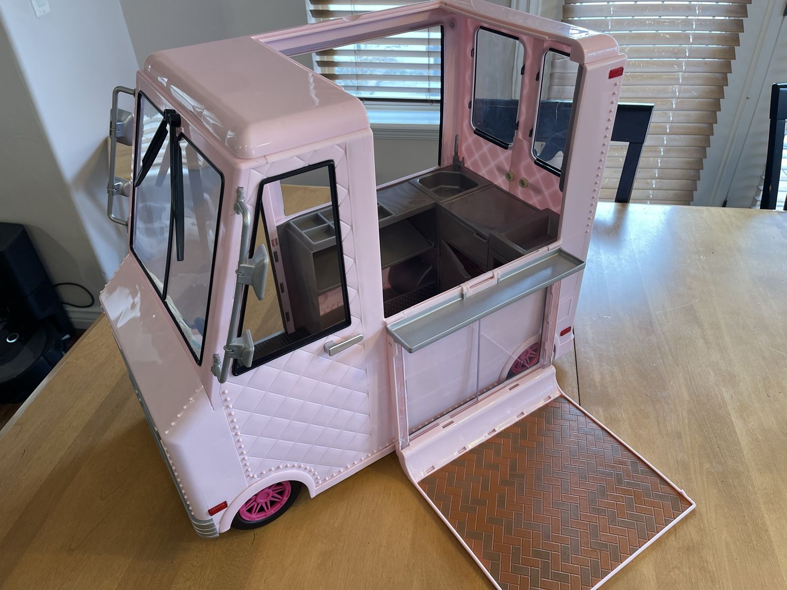 Our Generation Sweet Stop Ice Cream Truck Pink Food Truck Toy w/ Lights, Sounds & Accessories