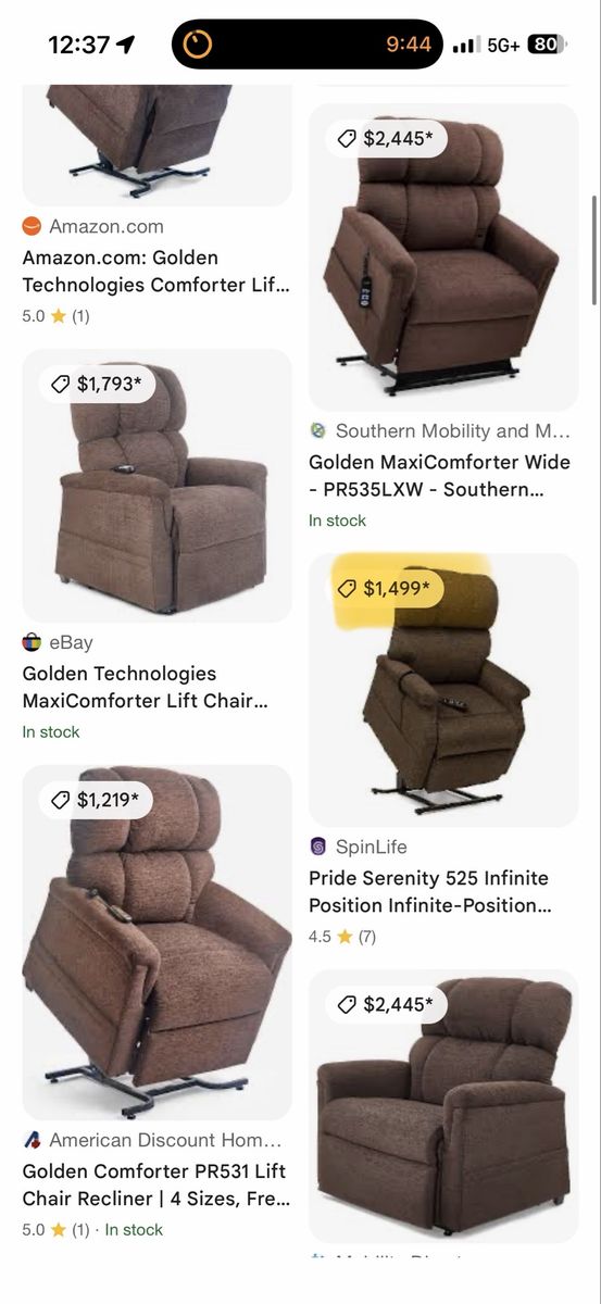 Pride dual motor lay flat lift chair Brown