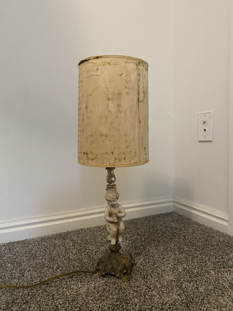 Vintage Cherub Lamp with Ornate Base - Needs New Shade
