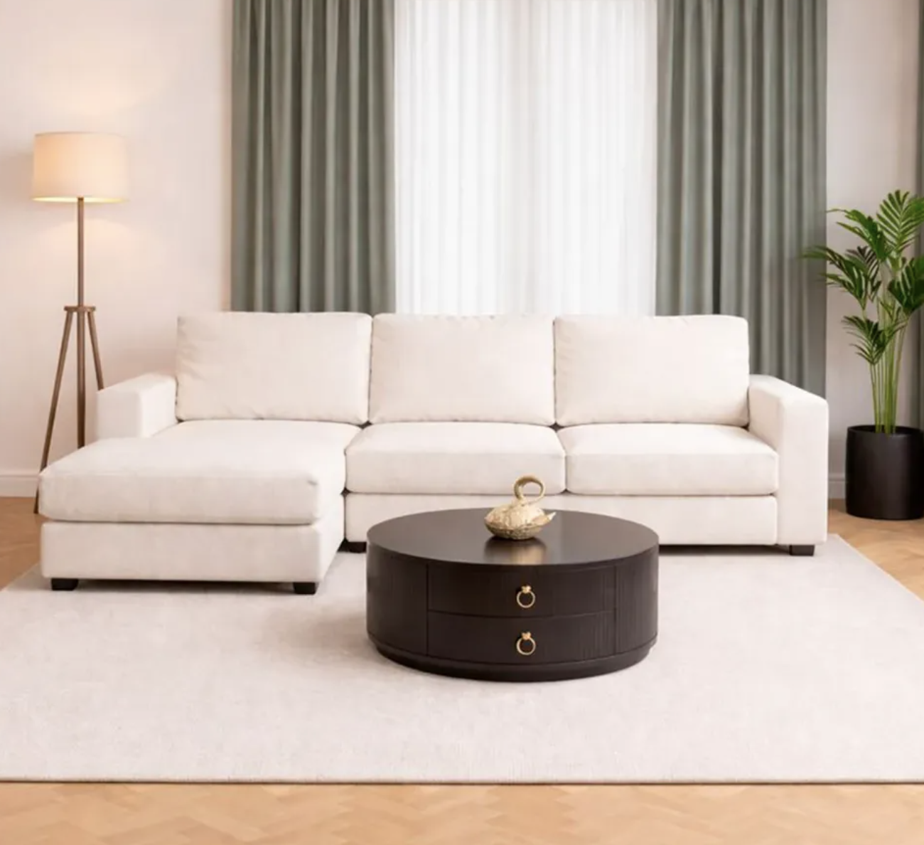  IVORY BOUCLÉ SECTIONAL – SHOWROOM CLEARANCE 