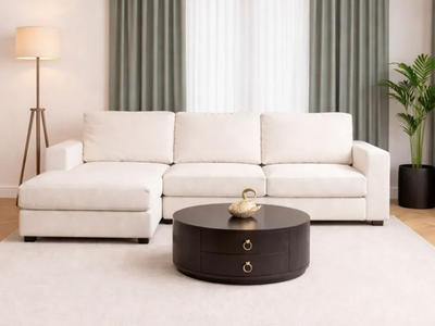 IVORY BOUCLÉ SECTIONAL – SHOWROOM CLEARANCE