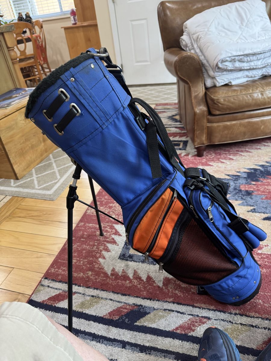 Jones Sports Timpview Blue/Orange Stand Golf Bag with Faux Fur Trim
