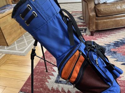 Jones Sports Timpview Blue/Orange Stand Golf Bag with Faux Fur Trim