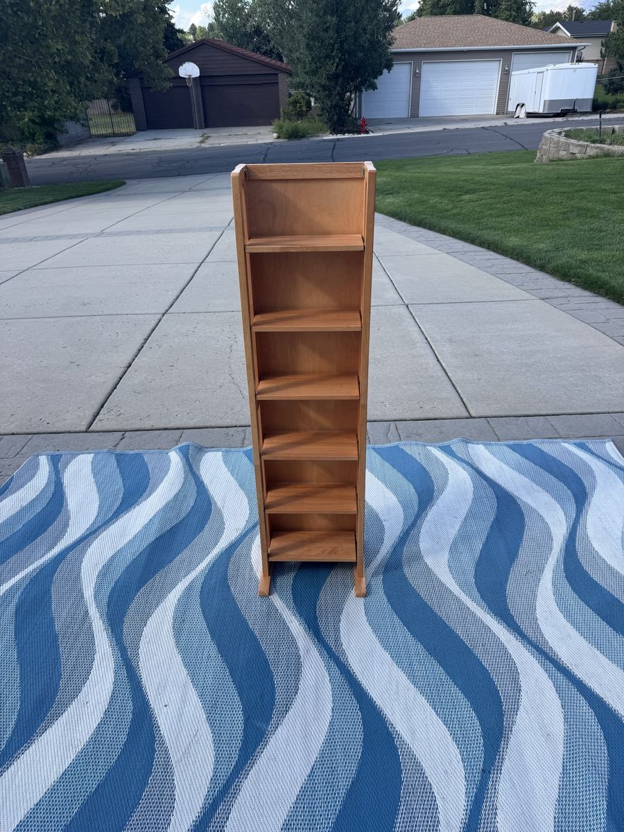 Wooden Media Tower Tall Multi-Tier Folding Shelf Storage Organizer
