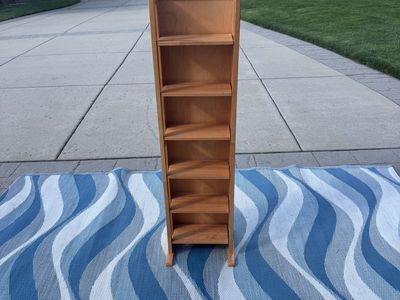 Wooden Media Tower Tall Multi-Tier Folding Shelf Storage Organizer
