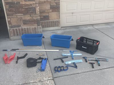 Professional Window Cleaning/Gutter Cleaning Kit - Squeegees, Washer, Buckets, Pole, and Accessories