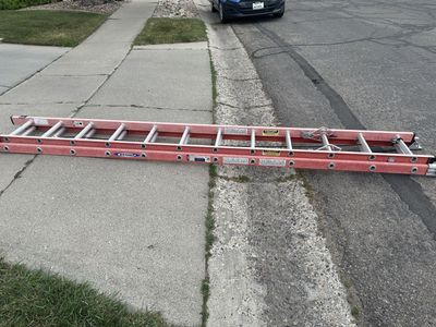Werner D6224-2 24 ft. Fiberglass Extension Ladder (23 ft. Reach Height) with 300 lb. Load Capacity Type IA Duty Rating