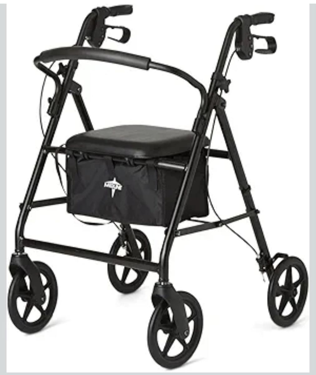 Medline Steel Rollator, 300lb. Limit, Black