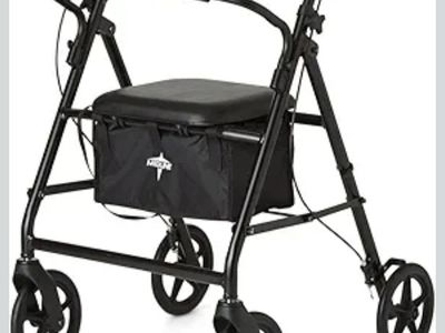 Medline Steel Rollator, 300lb. Limit, Black