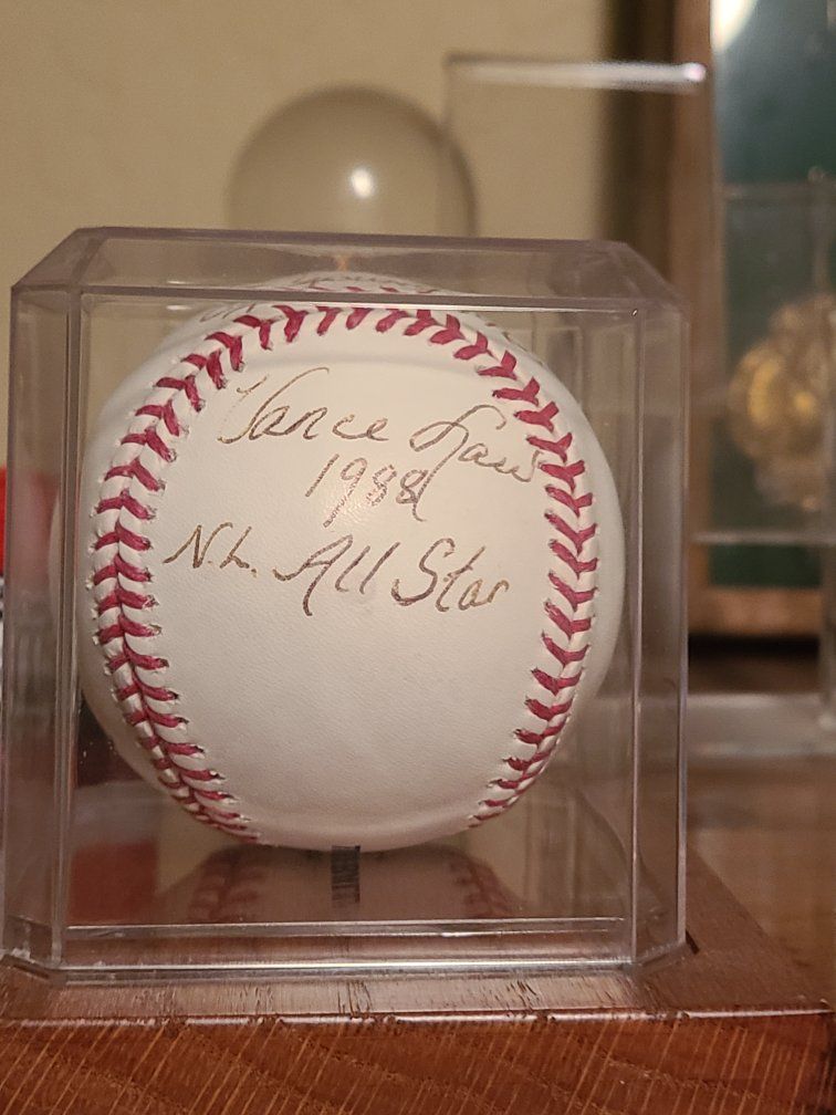 Vance Law Autographed Baseball - 1988 N.L. All Star Inscription - Display Case Included