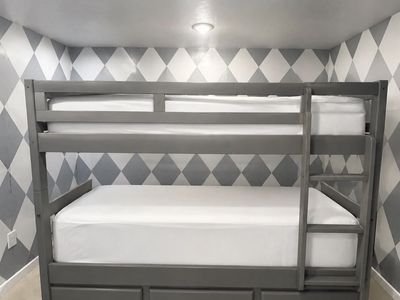 Gray Double Bunk Bed with Storage Drawers & Ladder