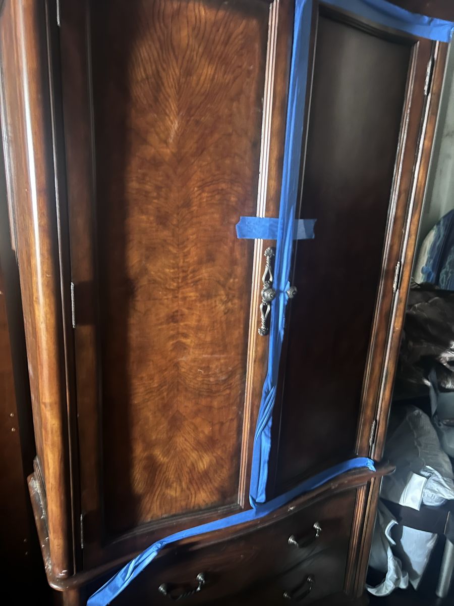 Vintage Solid Wood Armoire Wardrobe Dresser with Drawers & Cabinet - Dark Wood Finish Armoire closet