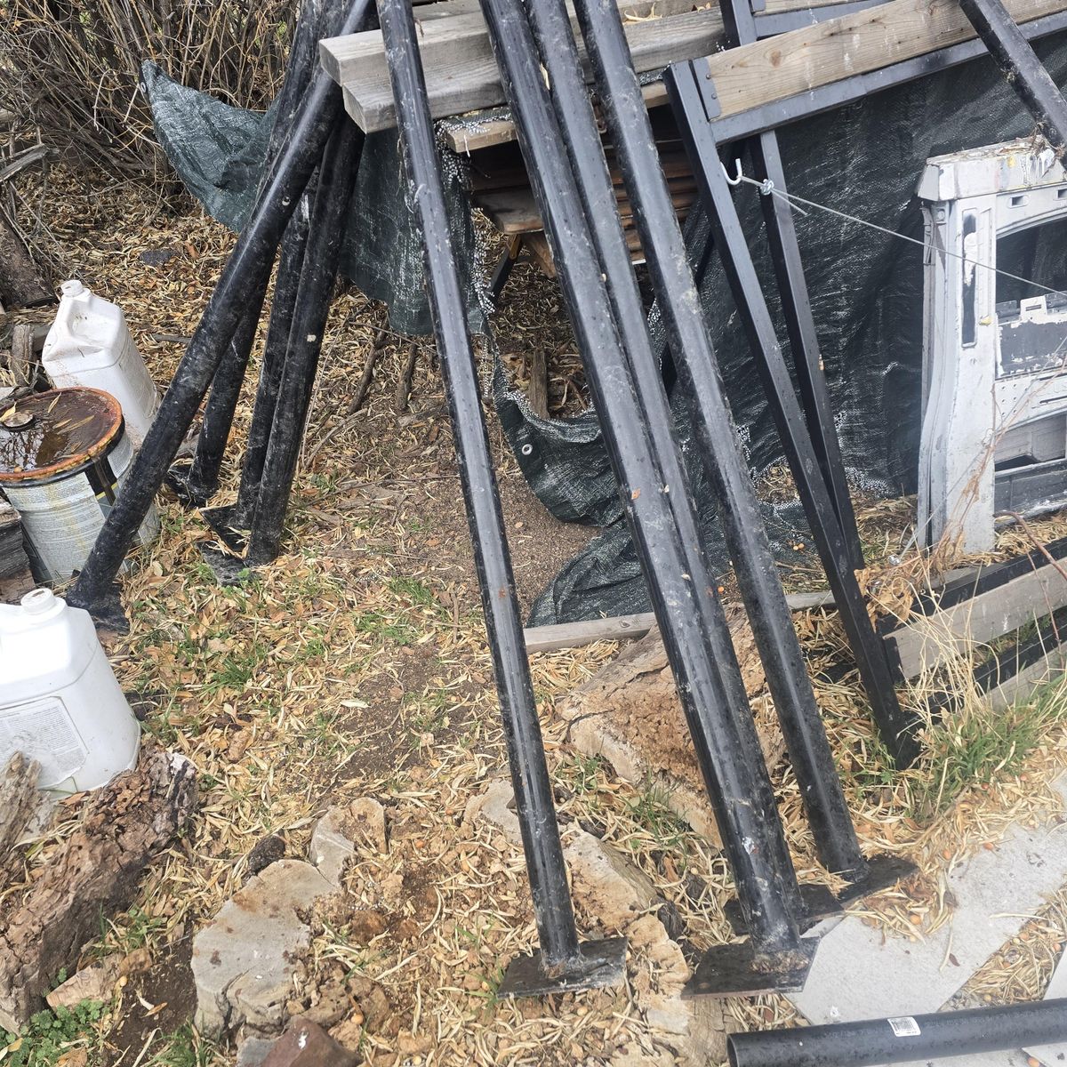 Black vinyl coated fencing with all parts. Surface mount with gate.