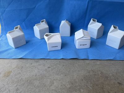 Ceramic Milk, Sugar, And Cream Set.