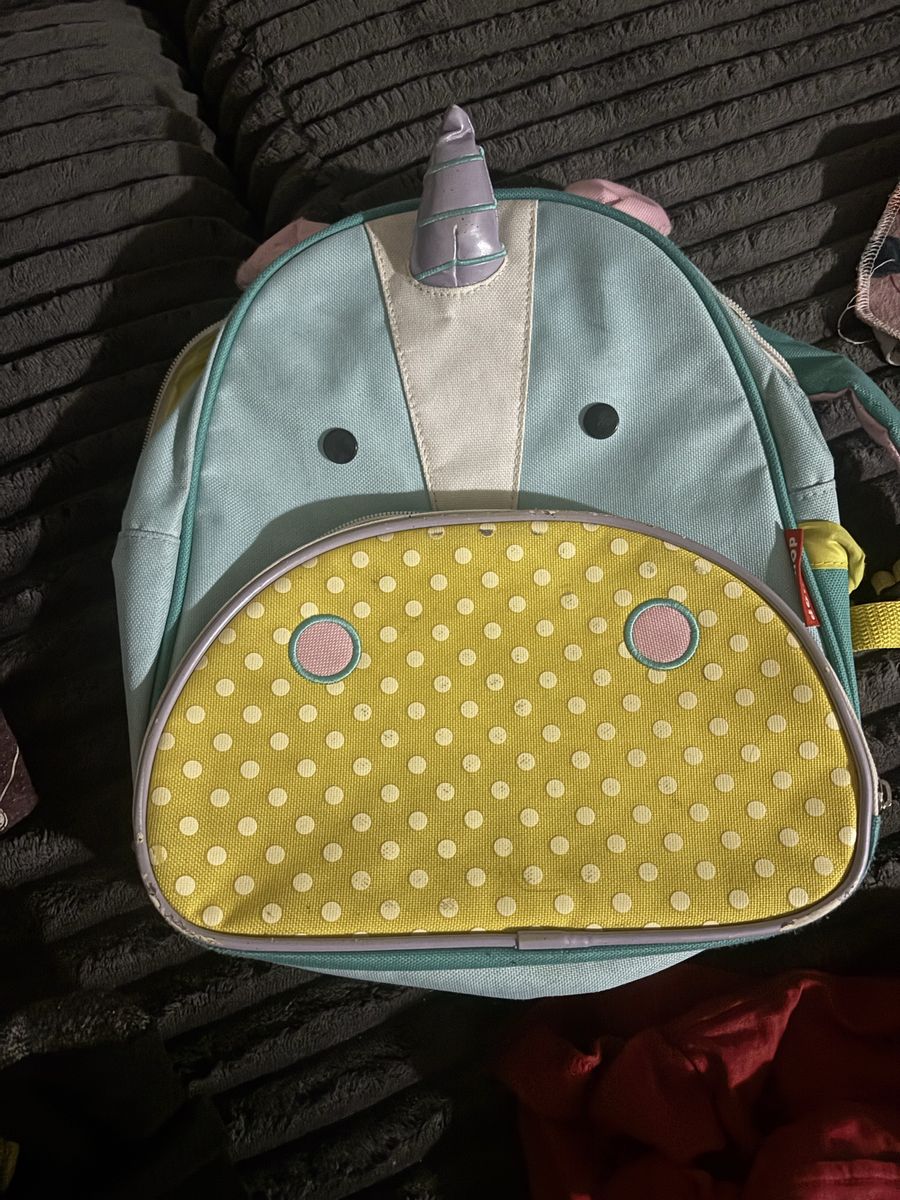 Skip Hop Zoo Little Kid Backpack - Unicorn Teal/Yellow Polka Dot