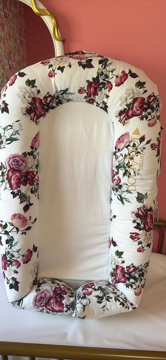 DockATot Deluxe+ Baby Lounger - White & Floral Pattern