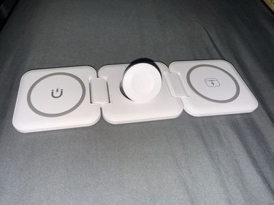 Foldable 3-in-1 Wireless Charging Station for iPhone, Apple Watch, and AirPods - White