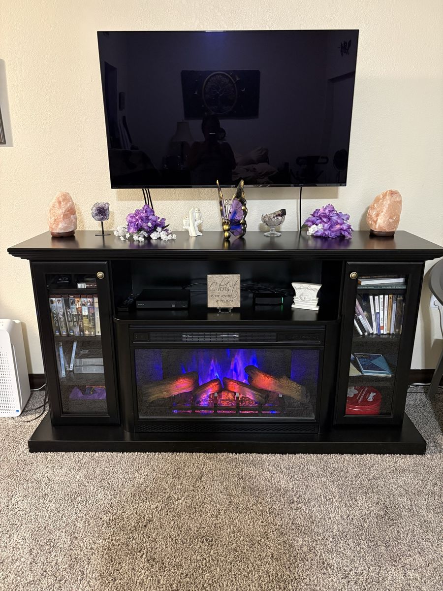 Amish electric fireplace console