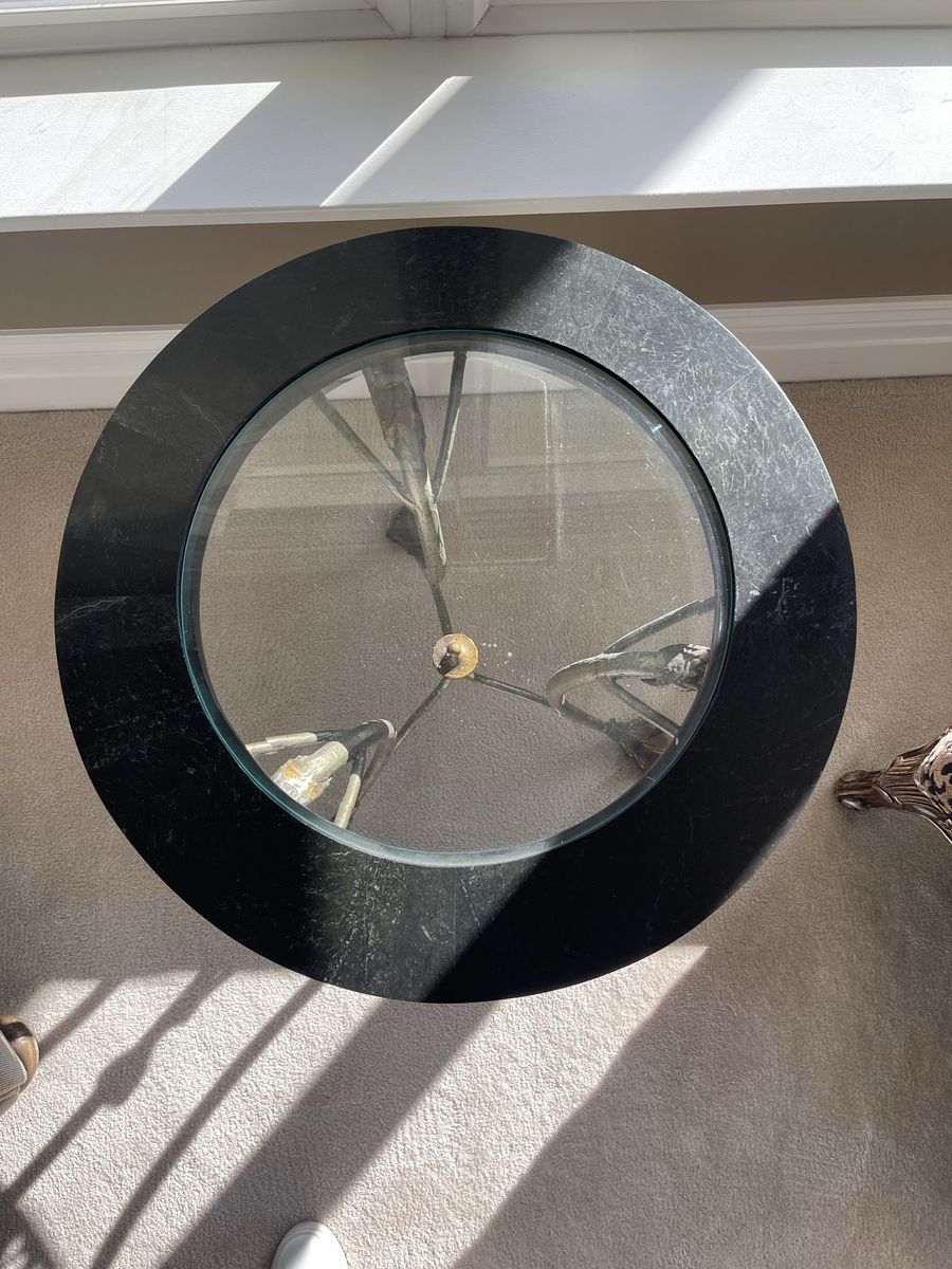 Stone and glass end table