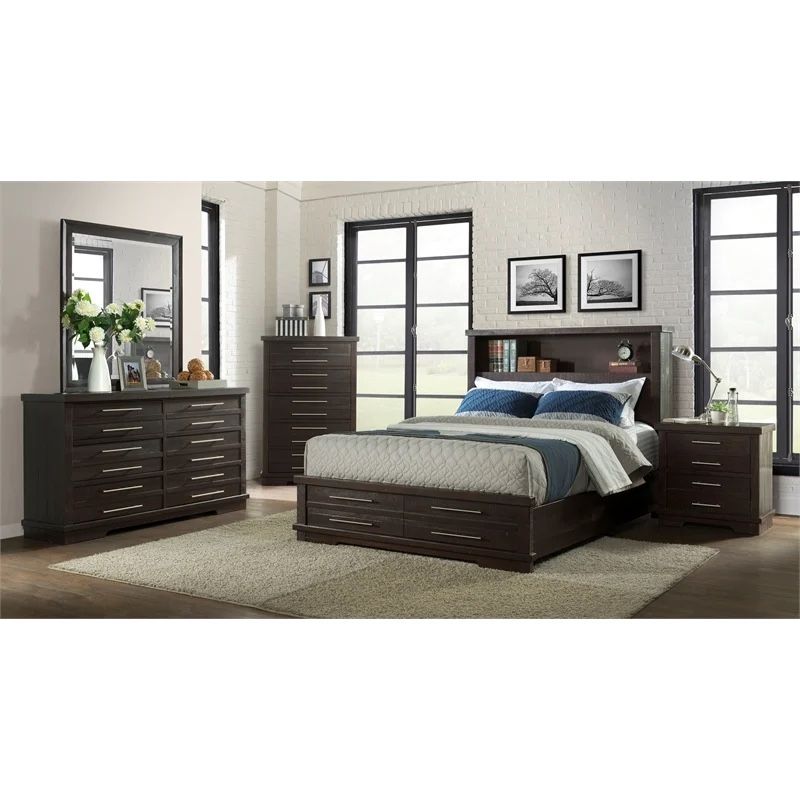 King Bookcase Storage Bedroom Set