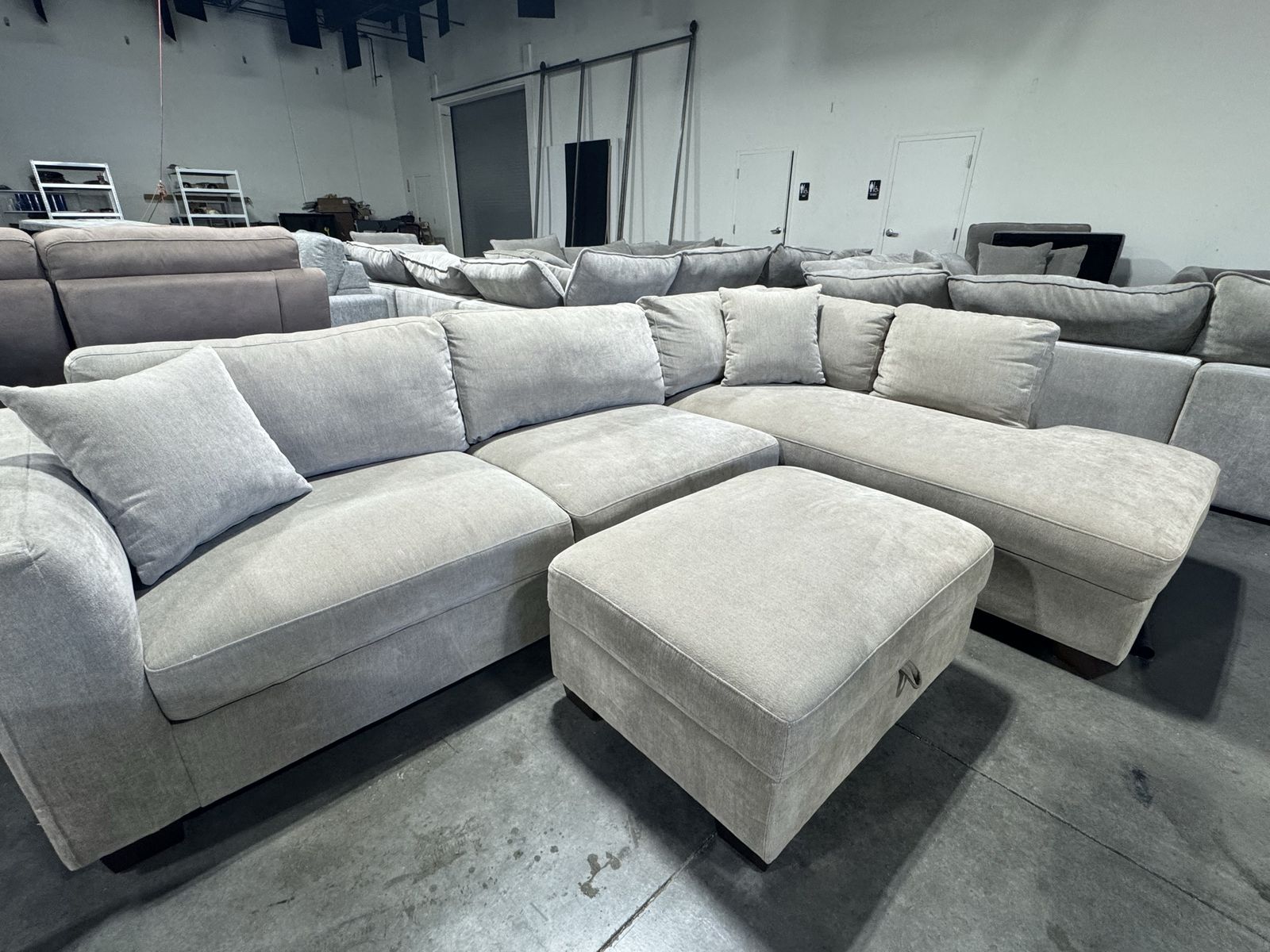 Taupe Sectional w/ Storage Ottoman