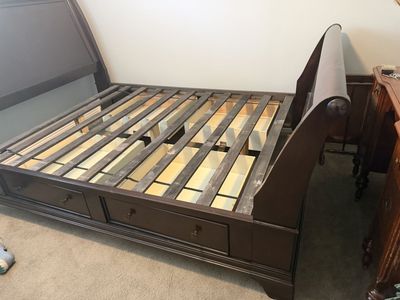 Queen sleigh bed frame, cherry